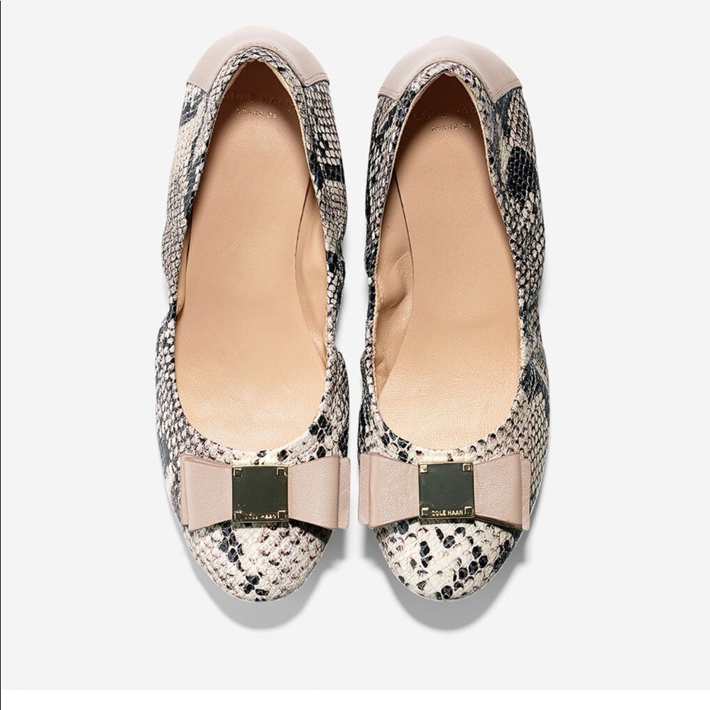 Cole Haan Tali Bow flats snake skin